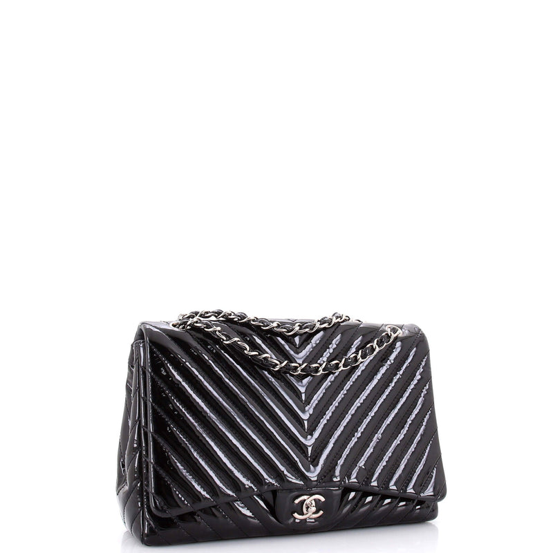 Classic Single Flap Bag Chevron Patent