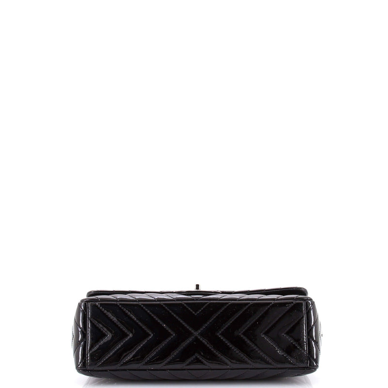Classic Single Flap Bag Chevron Patent