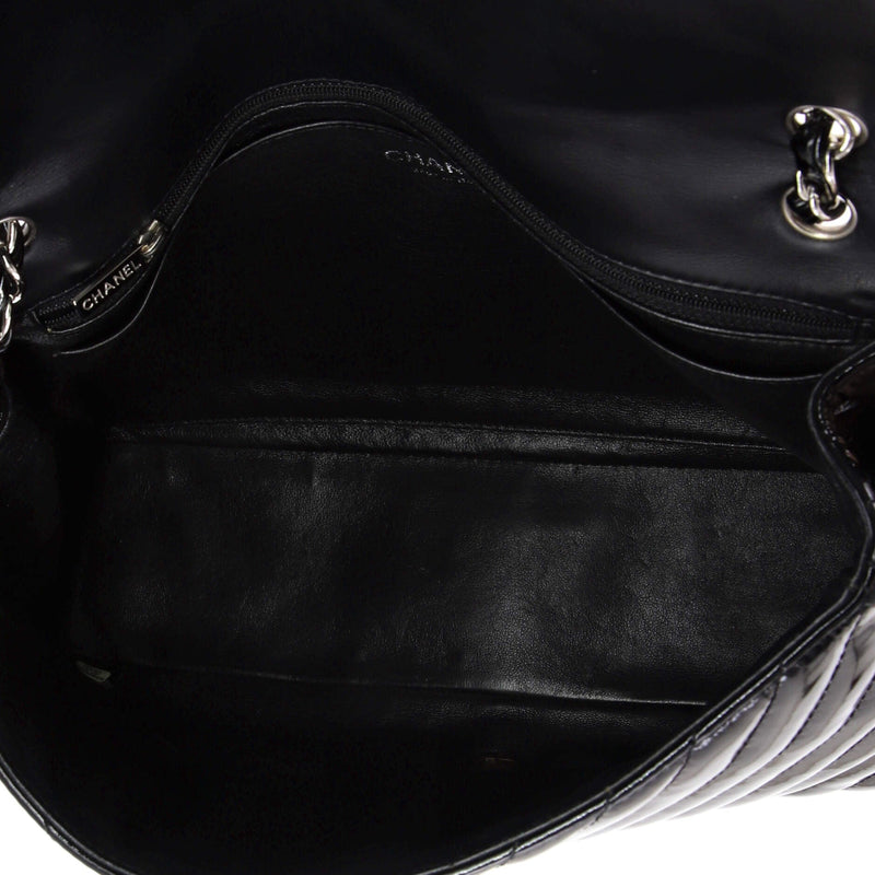 Classic Single Flap Bag Chevron Patent