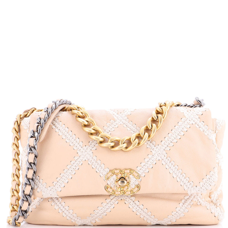 19 Flap Bag Crochet Quilted Calfskin