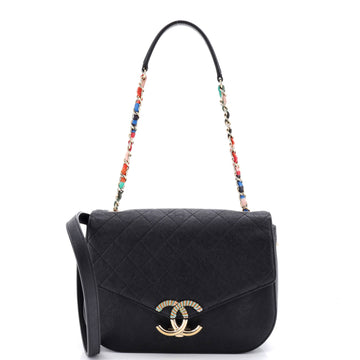 Thread Around Flap Bag Quilted Caviar