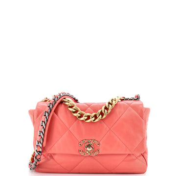 19 Flap Bag Quilted Leather Large