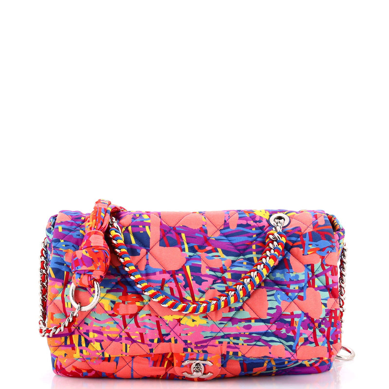 Chain Flap Bag Quilted Printed Foulard