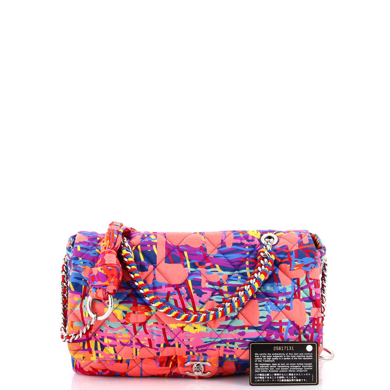 Chain Flap Bag Quilted Printed Foulard