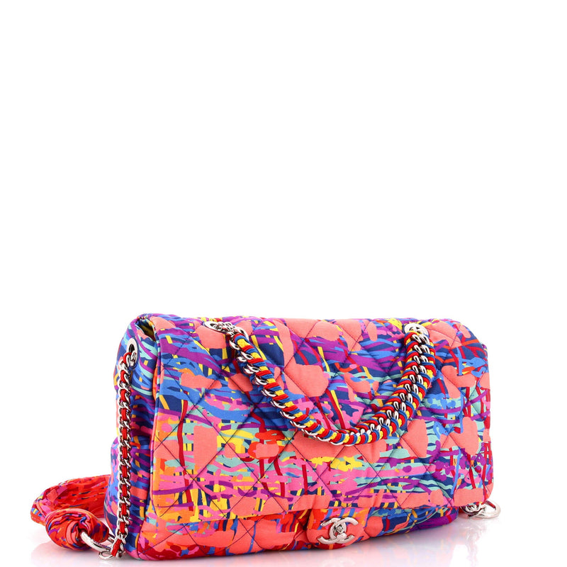 Chain Flap Bag Quilted Printed Foulard