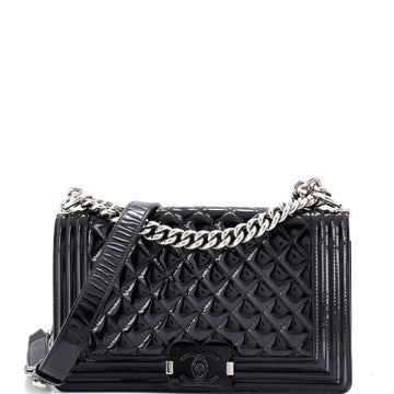 Boy Flap Bag Quilted Plexiglass Patent