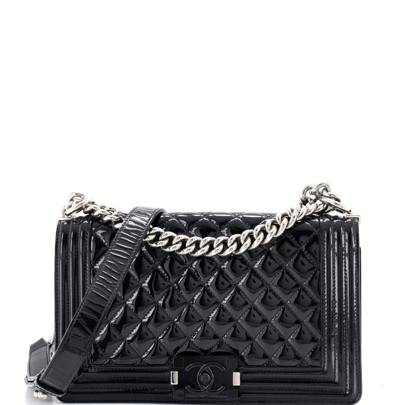 Boy Flap Bag Quilted Plexiglass Patent