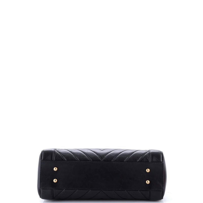 Cc Chain Shopping Tote Chevron Calfskin