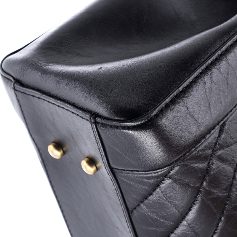 Cc Chain Shopping Tote Chevron Calfskin