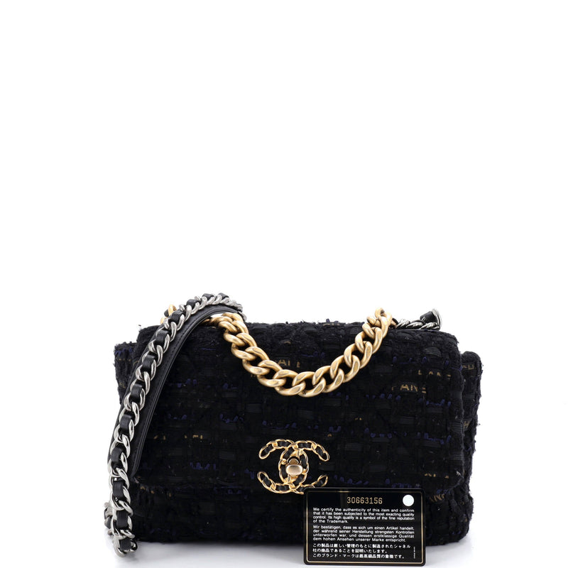 19 Flap Bag Quilted Tweed And Ribbon