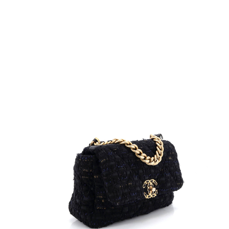 19 Flap Bag Quilted Tweed And Ribbon