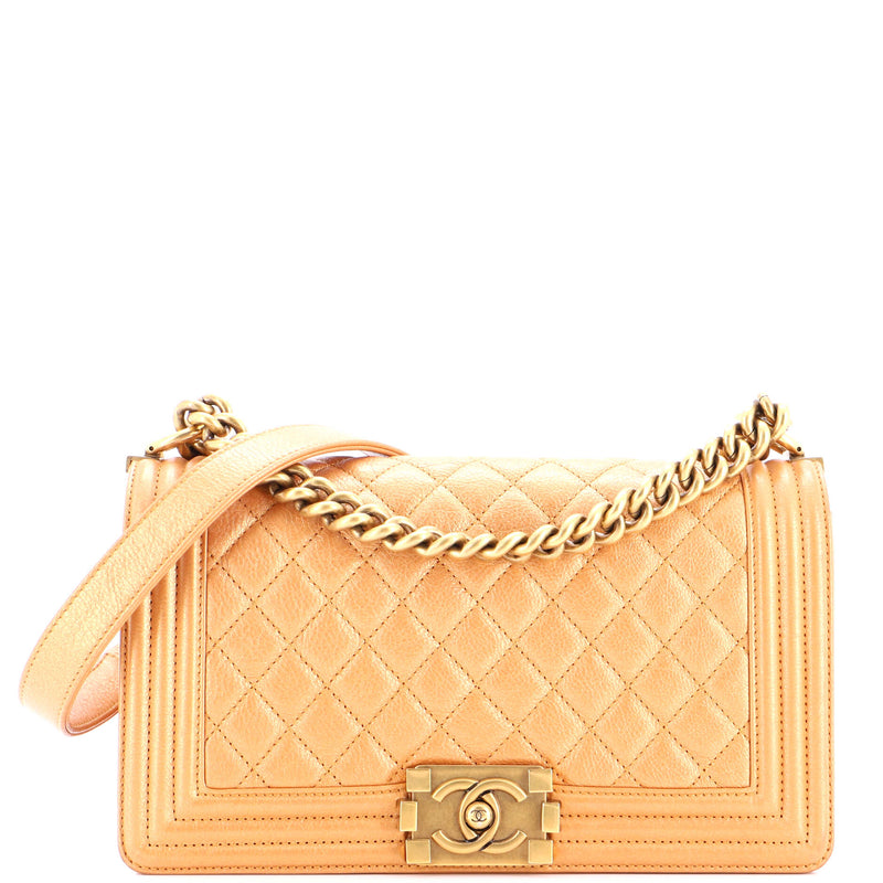 Boy Flap Bag Quilted Metallic Calfskin