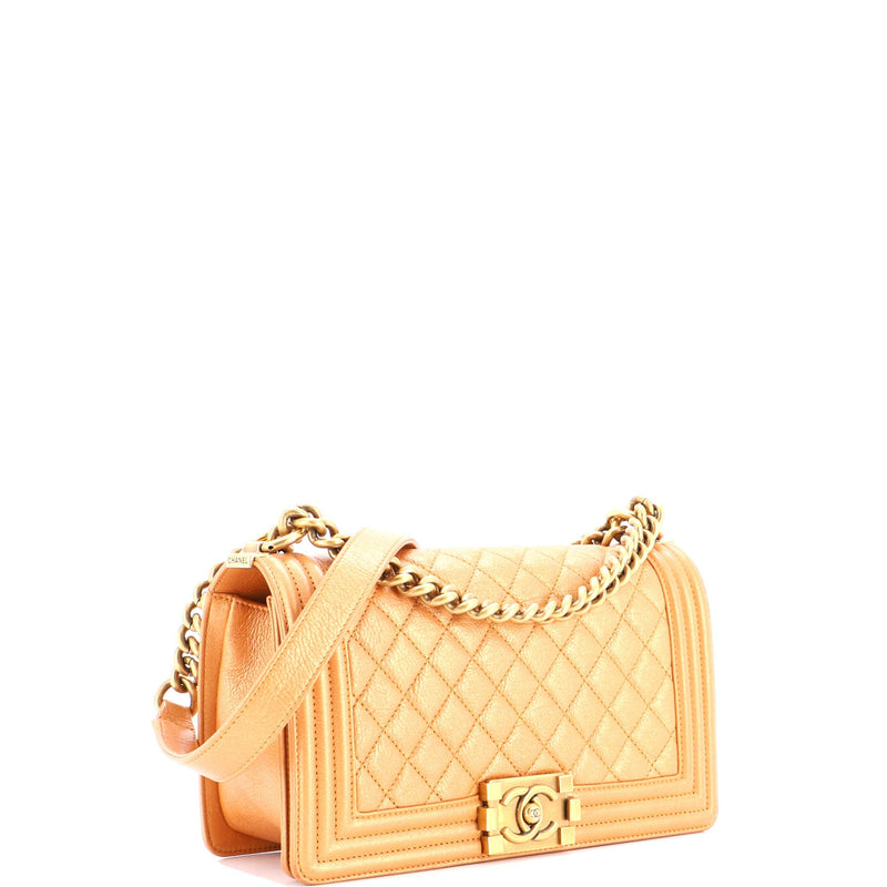 Boy Flap Bag Quilted Metallic Calfskin