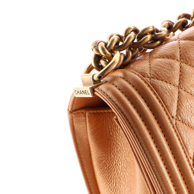 Boy Flap Bag Quilted Metallic Calfskin