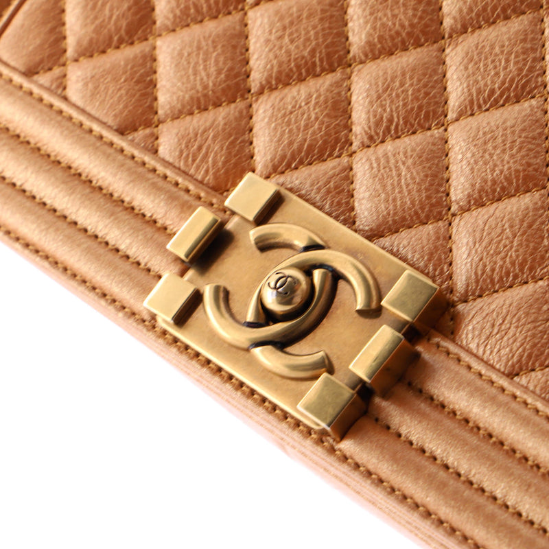 Boy Flap Bag Quilted Metallic Calfskin