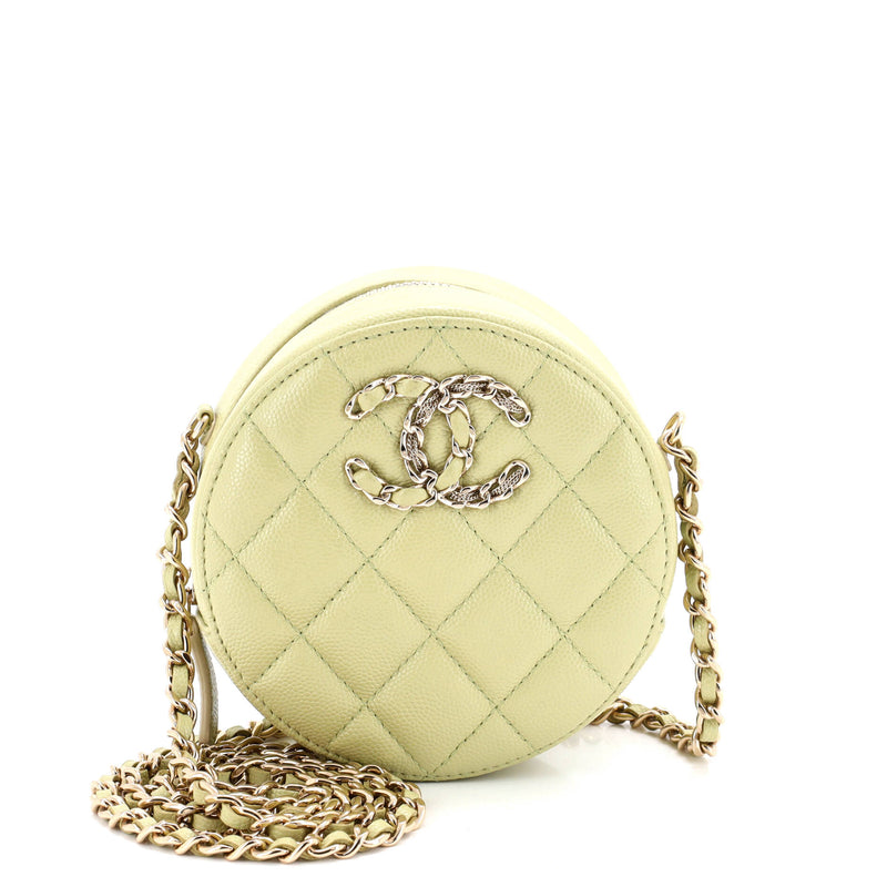 French New Wave Round Clutch With Chain