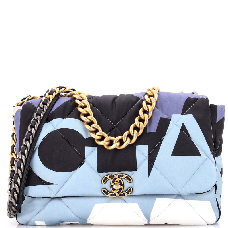 19 Flap Bag Quilted Printed Silk Maxi