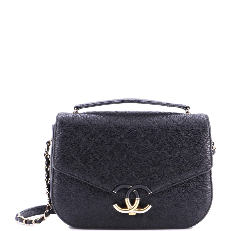 Thread Around Flap Bag Quilted Caviar