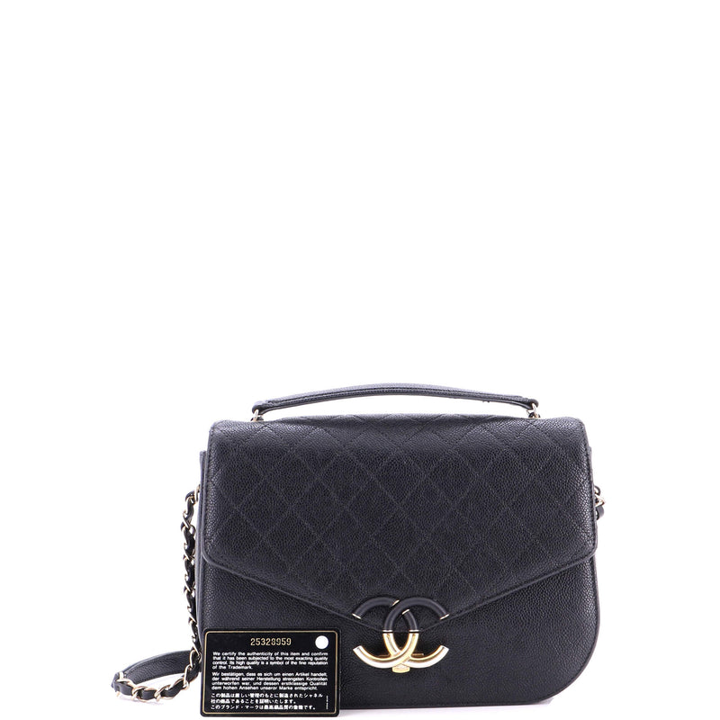 Thread Around Flap Bag Quilted Caviar