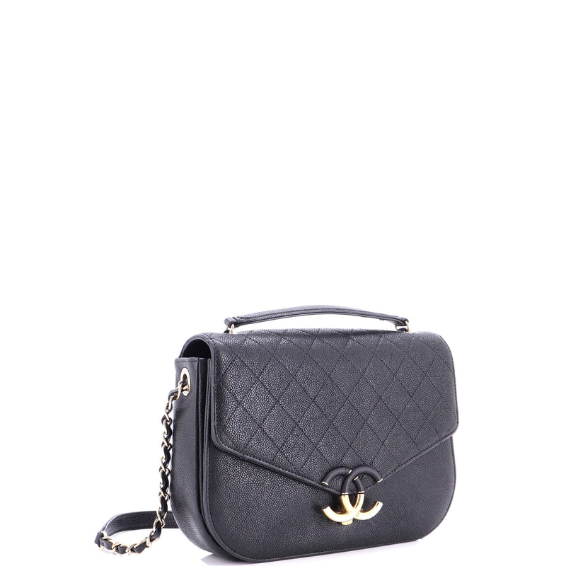 Thread Around Flap Bag Quilted Caviar