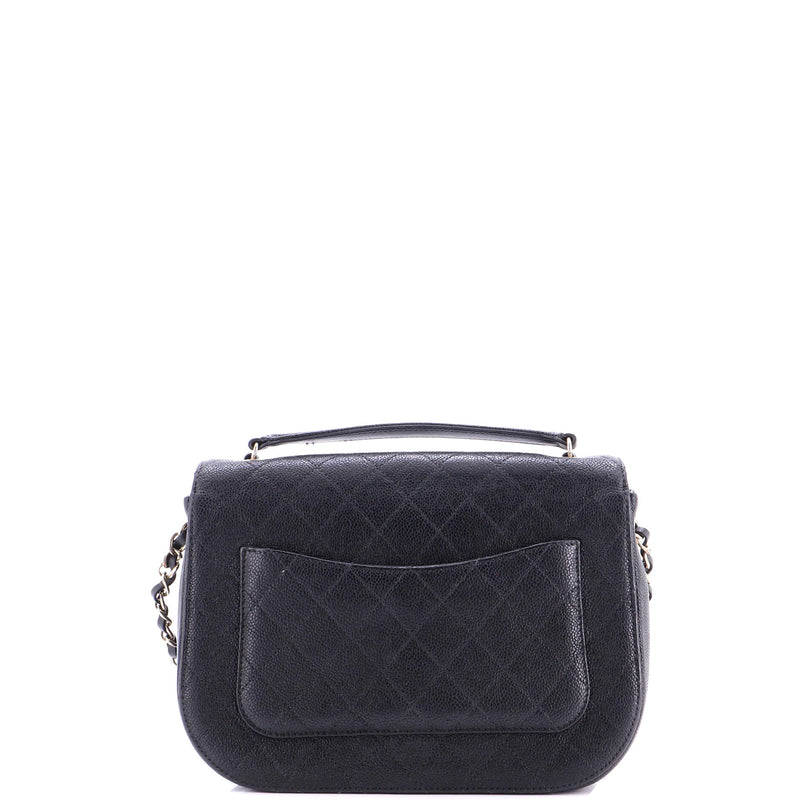 Thread Around Flap Bag Quilted Caviar