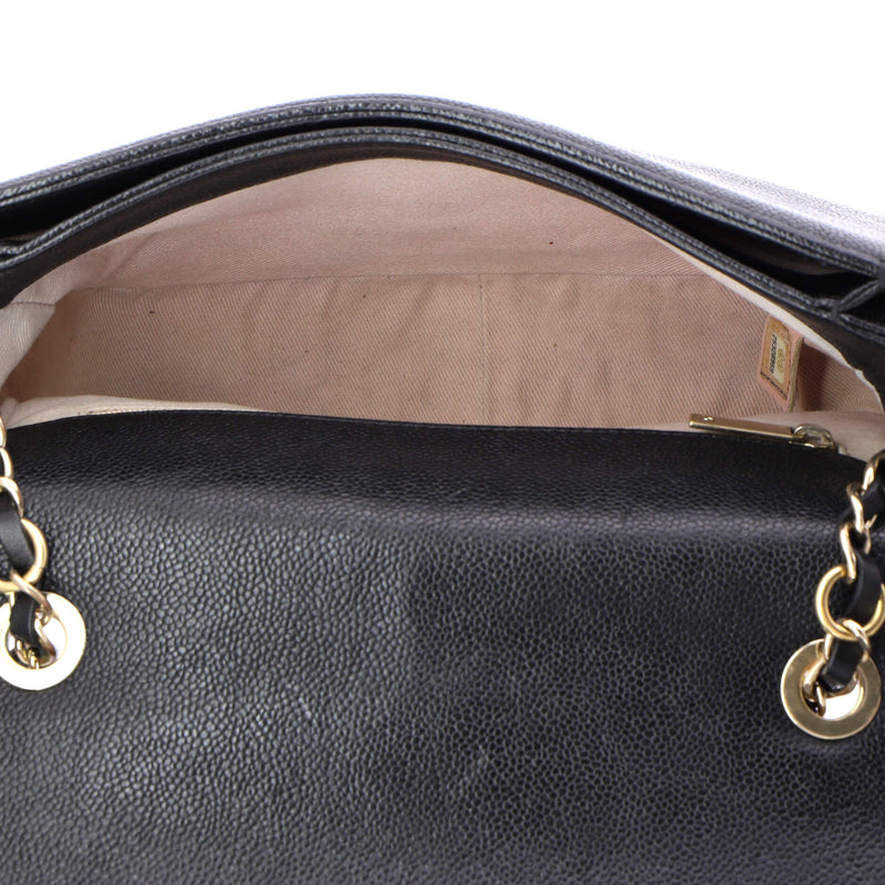 Thread Around Flap Bag Quilted Caviar