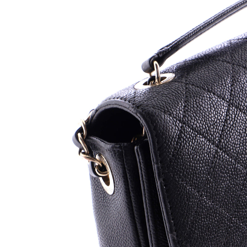 Thread Around Flap Bag Quilted Caviar