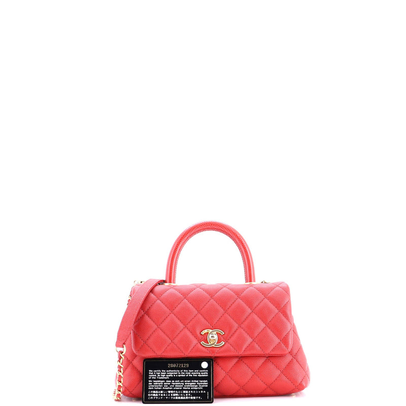 Coco Top Handle Bag Quilted Caviar With