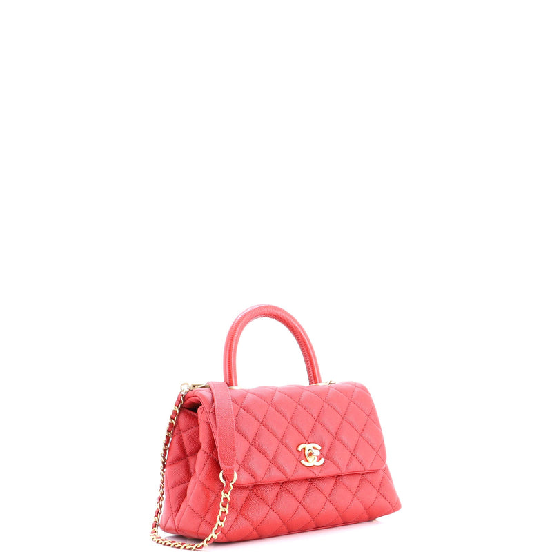 Coco Top Handle Bag Quilted Caviar With