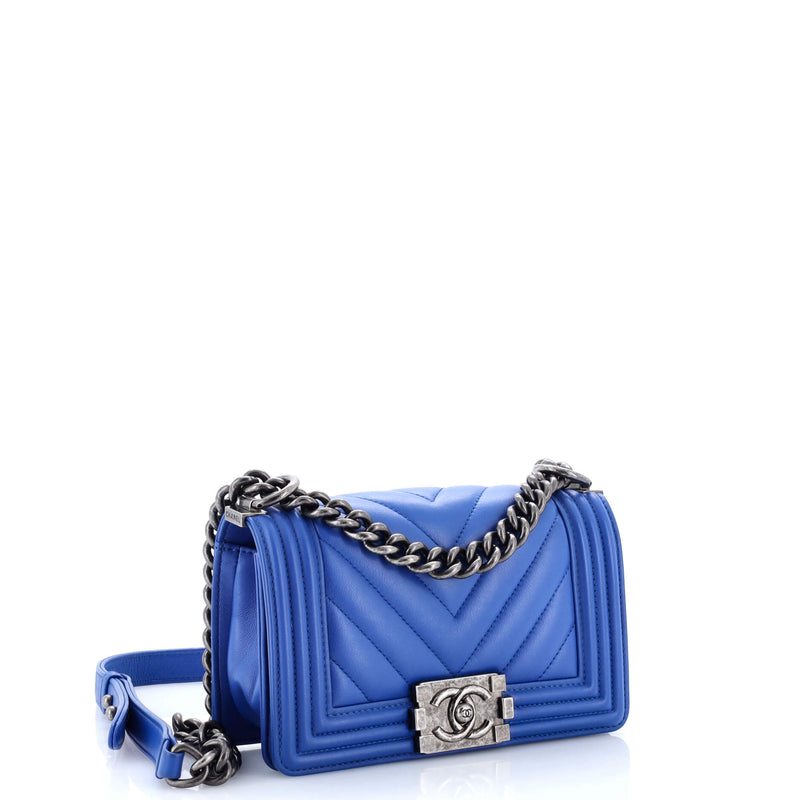 Boy Flap Bag Chevron Calfskin Small