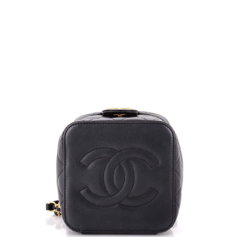 Chain Bar Vanity Case With Quilted