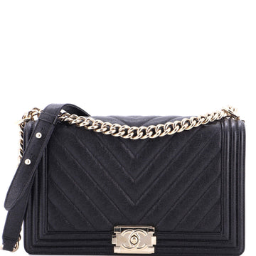 Boy Flap Bag Chevron Caviar New Medium