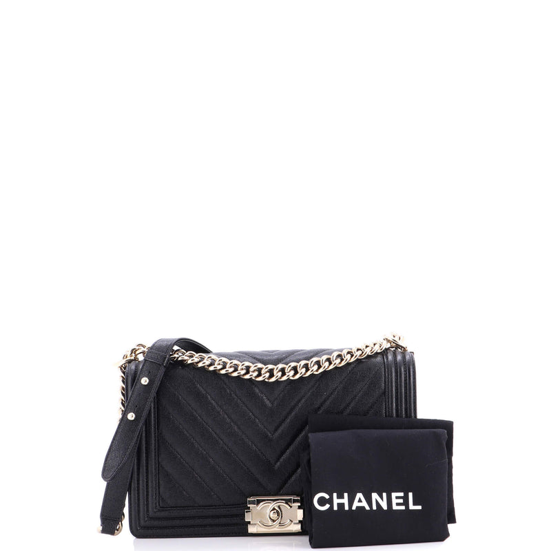 Boy Flap Bag Chevron Caviar New Medium