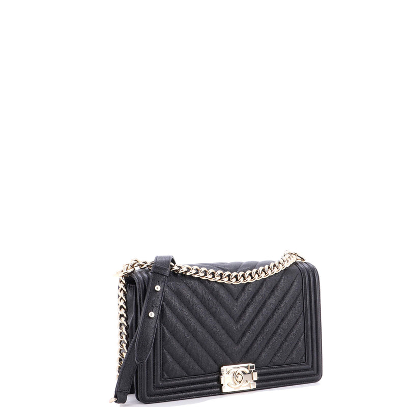 Boy Flap Bag Chevron Caviar New Medium
