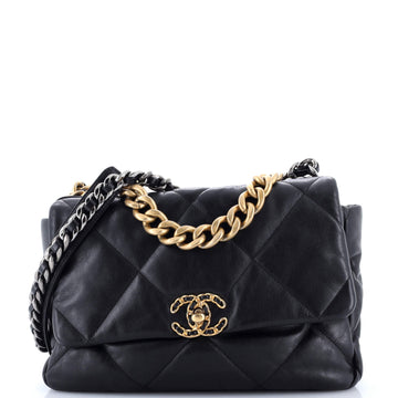 19 Flap Bag Quilted Leather Large
