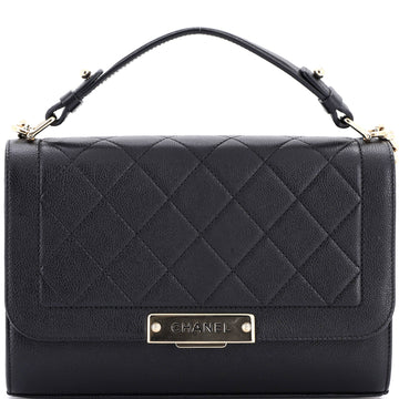 Label Click Flap Bag Quilted Calfskin