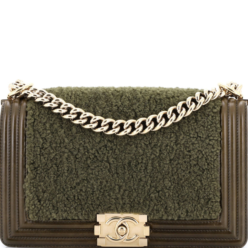 Boy Flap Bag Shearling With Leather Old