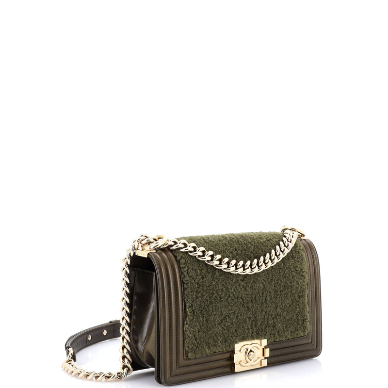 Boy Flap Bag Shearling With Leather Old