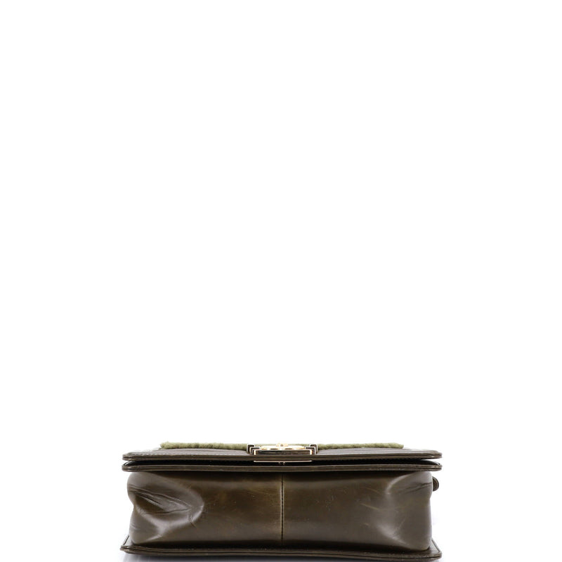 Boy Flap Bag Shearling With Leather Old