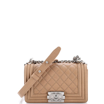 Boy Flap Bag Quilted Caviar Small
