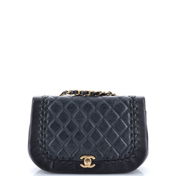 Bicolor Braided Saddle Flap Bag Quilted
