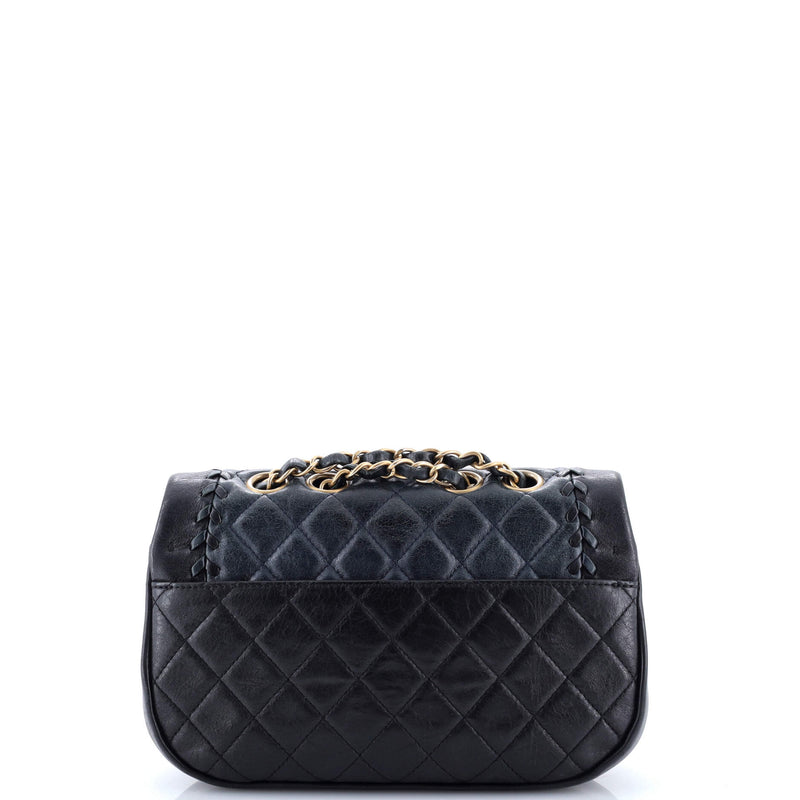 Bicolor Braided Saddle Flap Bag Quilted