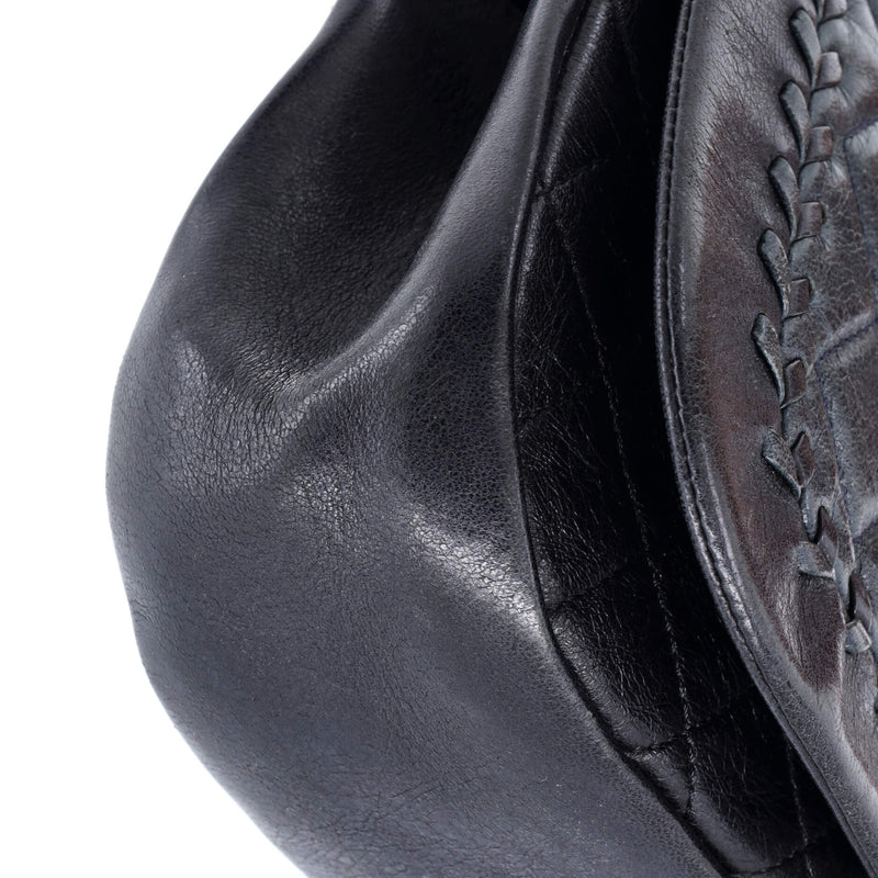 Bicolor Braided Saddle Flap Bag Quilted