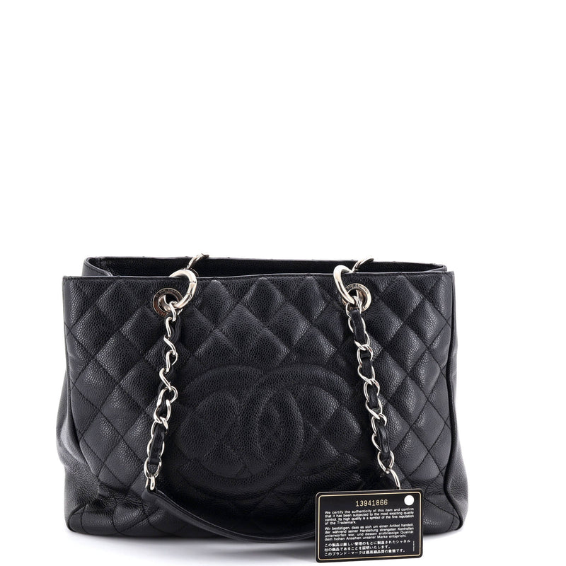 Grand Shopping Tote Quilted Caviar