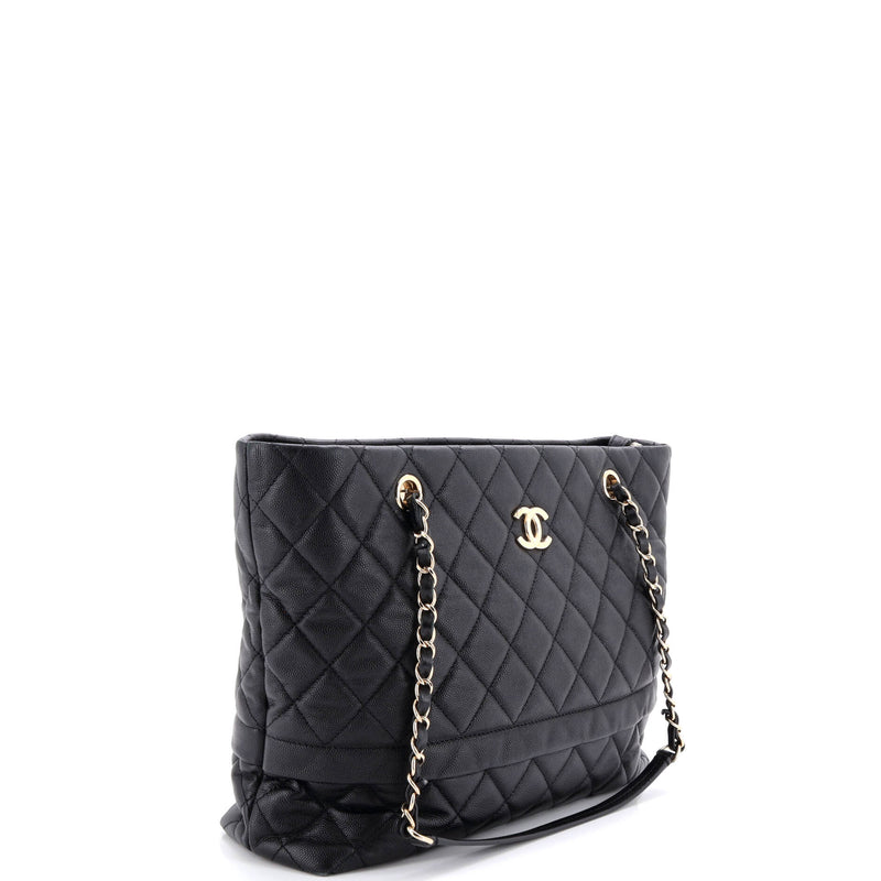 Rolled Up Tote Quilted Caviar