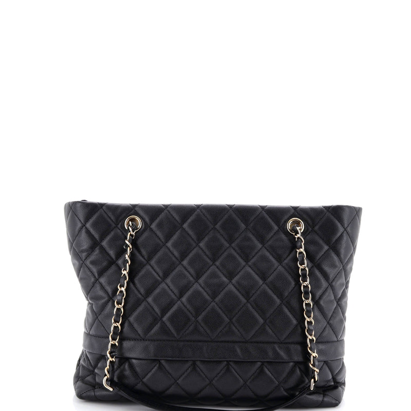 Rolled Up Tote Quilted Caviar