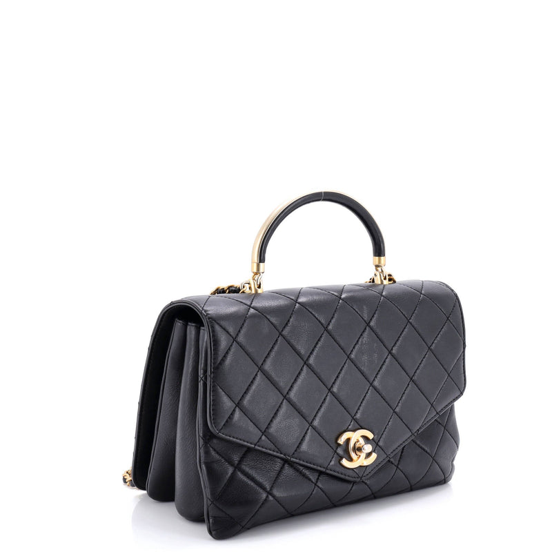 Gold Top Handle Bag Quilted Lambskin