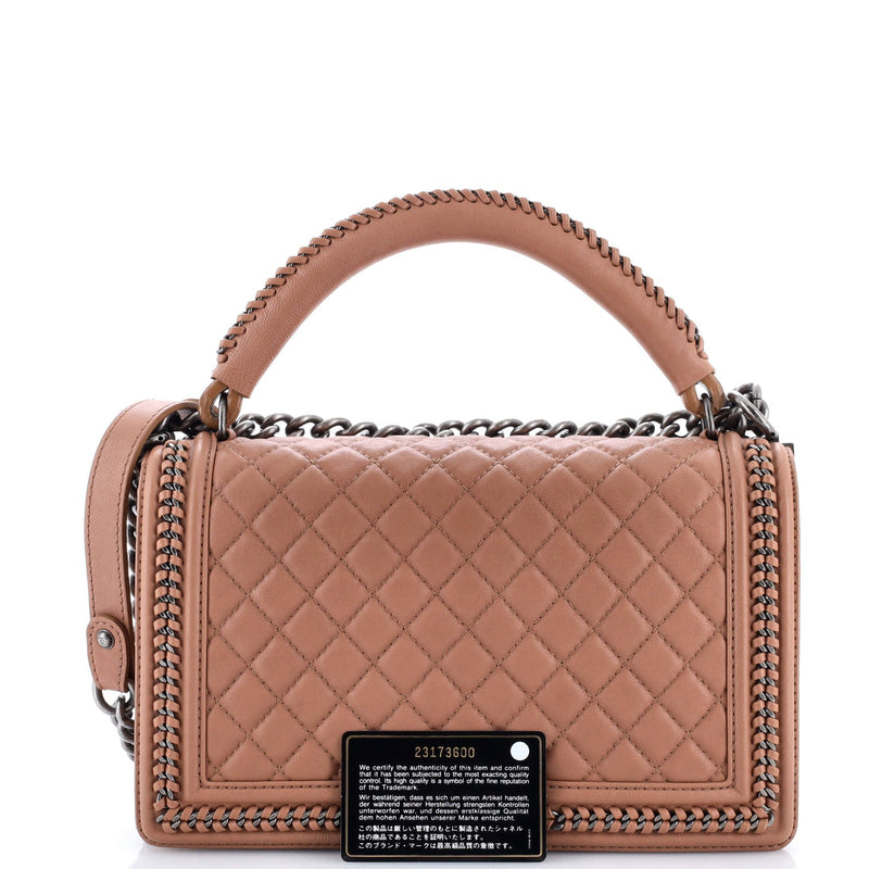 Chain Handle Boy Flap Bag Quilted