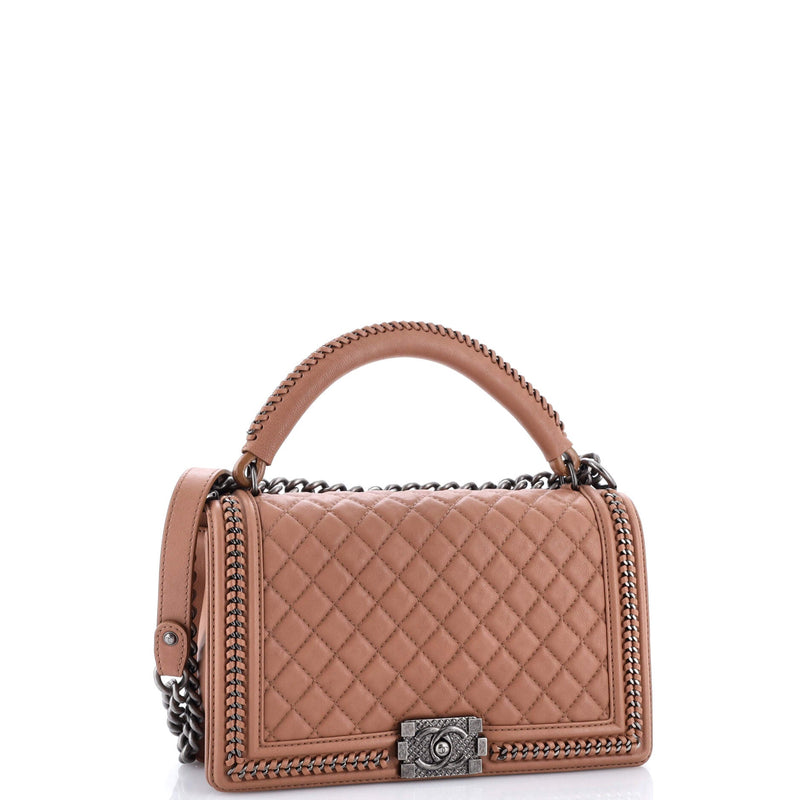 Chain Handle Boy Flap Bag Quilted