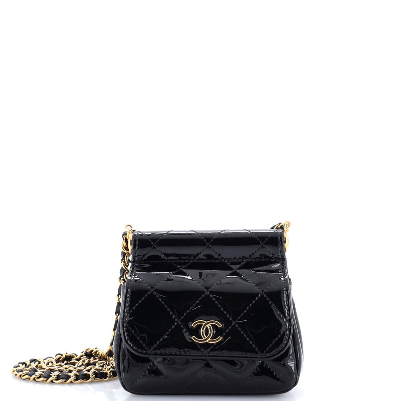 Cc Frame Flap Clutch With Chain Quilted